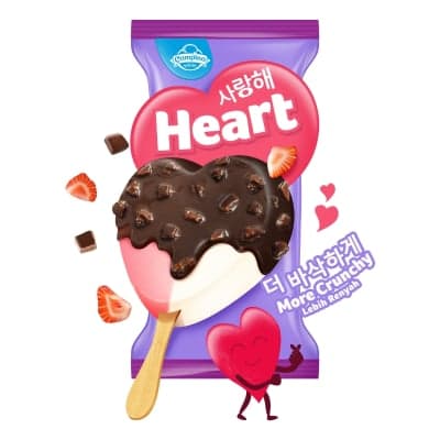 Campina Es Krim Heart Crunchy Stroberi Vanila 88 ml	